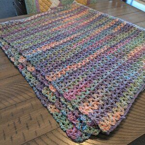 ** NEW ** Handmade / Hand Crocheted Small Pastel Afghan